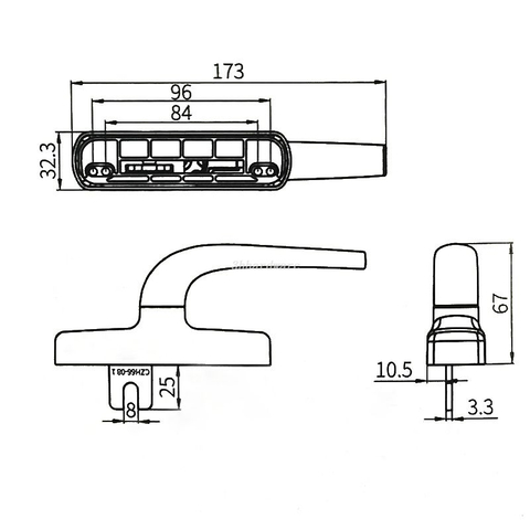 مقبض نافذة ألومنيوم CZH66