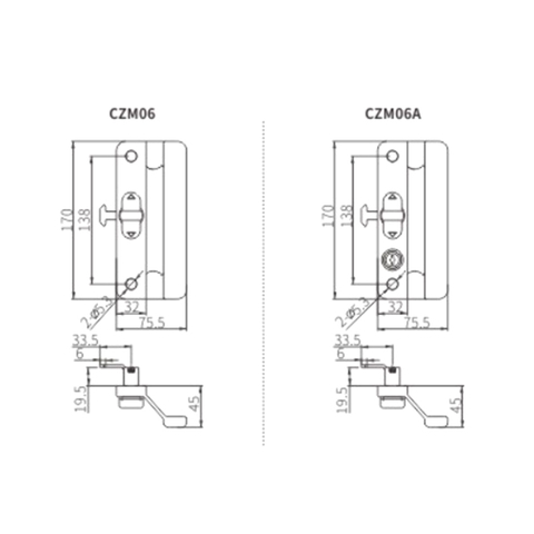 مقبض قفل منزلق CZM06