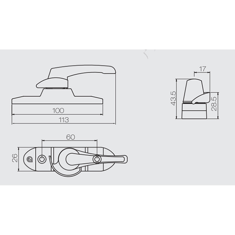 سعر المصنع سبائك الألومنيوم انزلاق الباب نافذة قفل هلالي SB43