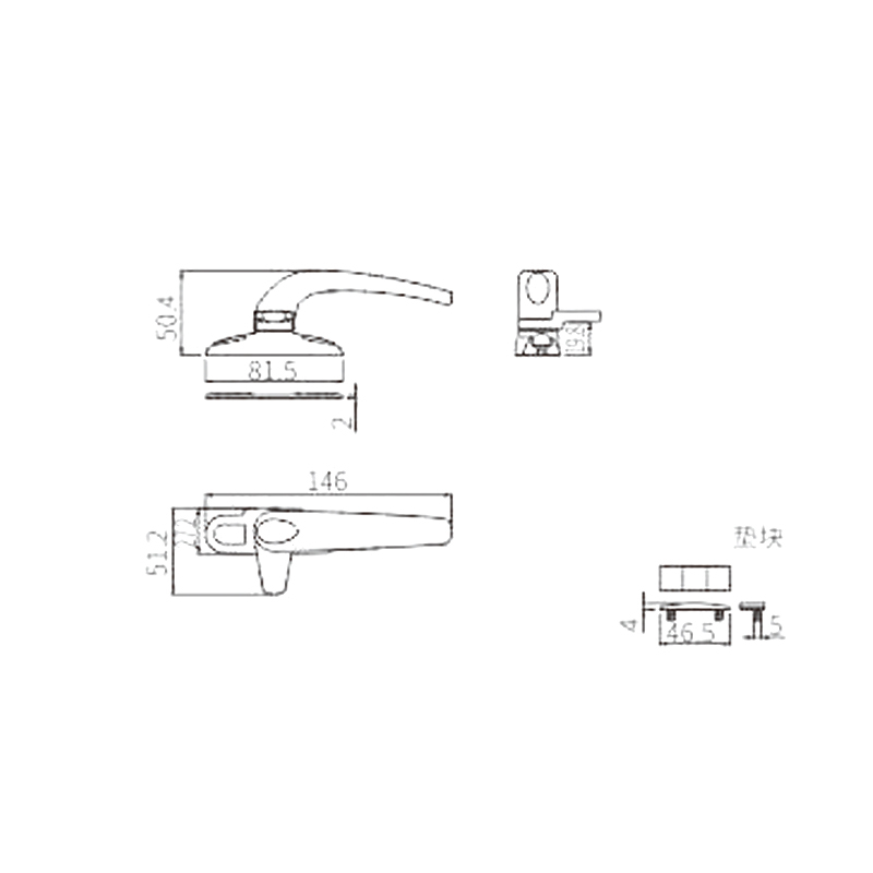 مقبض UPVC Camlock PZY04R/L