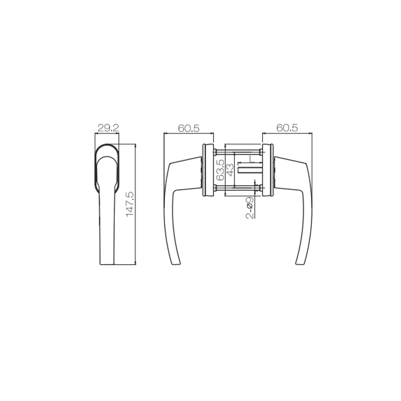 مقبض باب منزلق من الألومنيوم UPVC PCZ13F