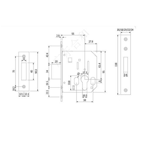 هيكل قفل الباب 55 سلسلة