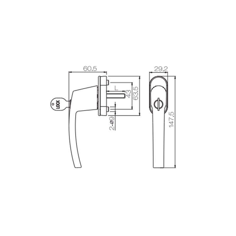 باب متأرجح من سبائك الألومنيوم الحديث بمقبض UPVC PCZ13B